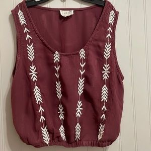 L.A Hearts Sleeveless elastic waist Cropped tank top in burgundy, size small